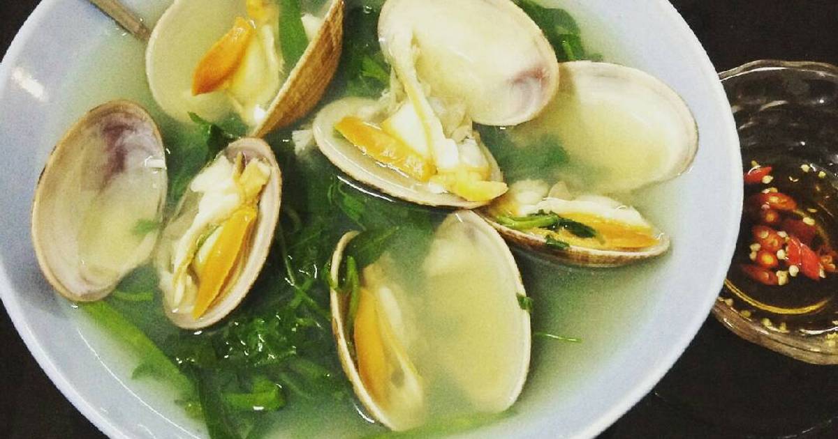 Canh sò lụa nấu rau muống