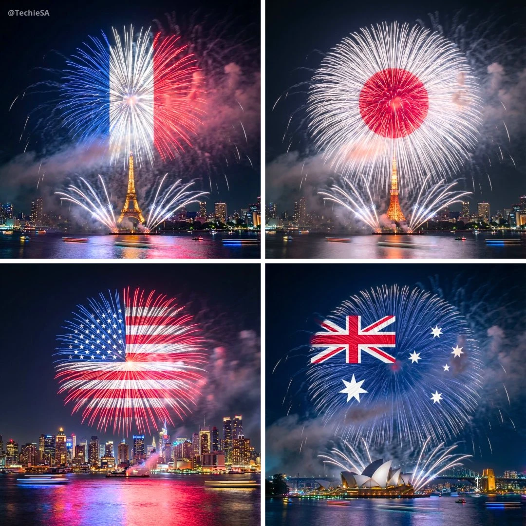 Espectacular espectáculo de fuegos artificiales sobre [Monumento]