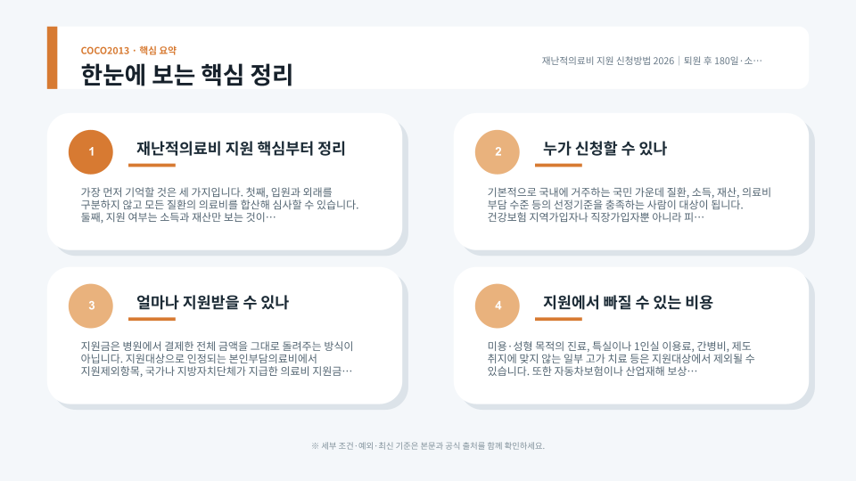 재난적의료비 지원 대상 기준과 신청 순서를 병원 진료비 서류와 함께 정리한 안내 이미지