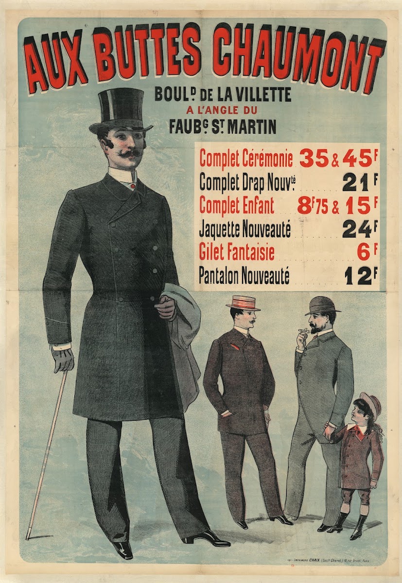 Aux Buttes Chaumont Complet cérémonie 35  45f  complet drap nouveauté 21f 1886
