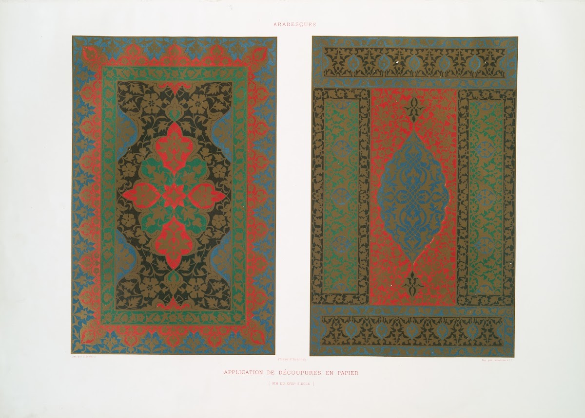Arabesques applications de découpures en papier fin du XVIIIe siècle 1877