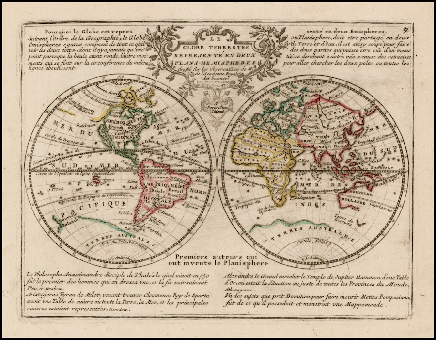 1729_Le Globe Terrestre Represente En Deux Plans-Hemispheres