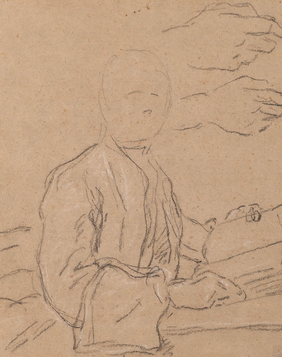 Esquisse Dhomme En Buste Lisant Et ÉTude De Mains