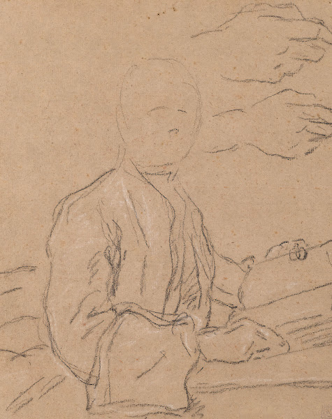 Esquisse Dhomme En Buste Lisant Et ÉTude De Mains