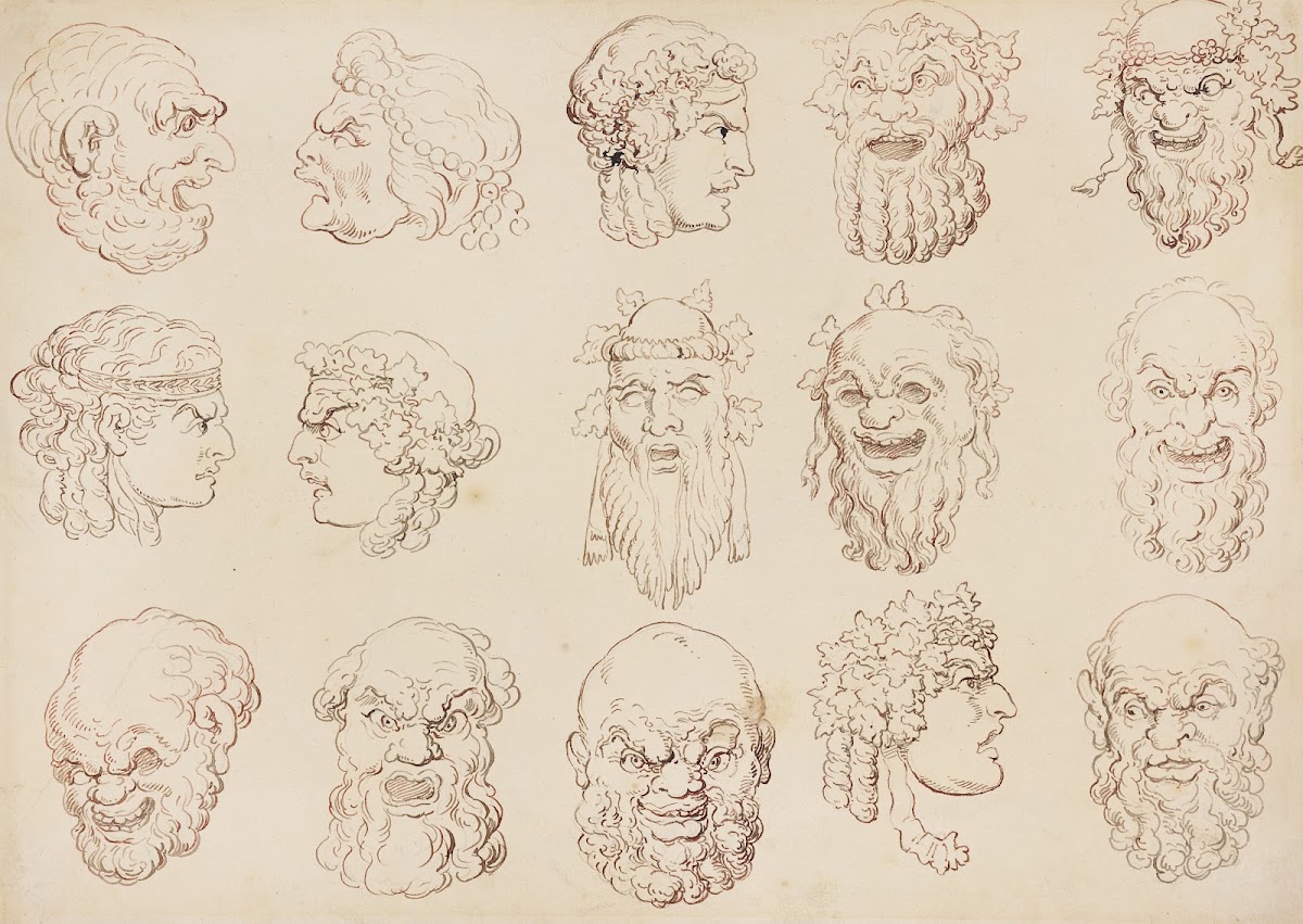 Caricatures of fifteen heads