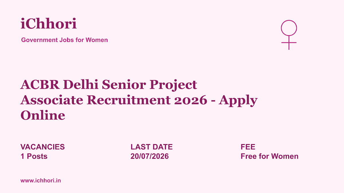 ACBR Delhi Senior Project Associate Recruitment 2026 - Apply Online - iChhori