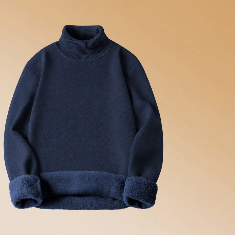 Men's Wool Modal Sweater, lined, stand-up collar, 650g