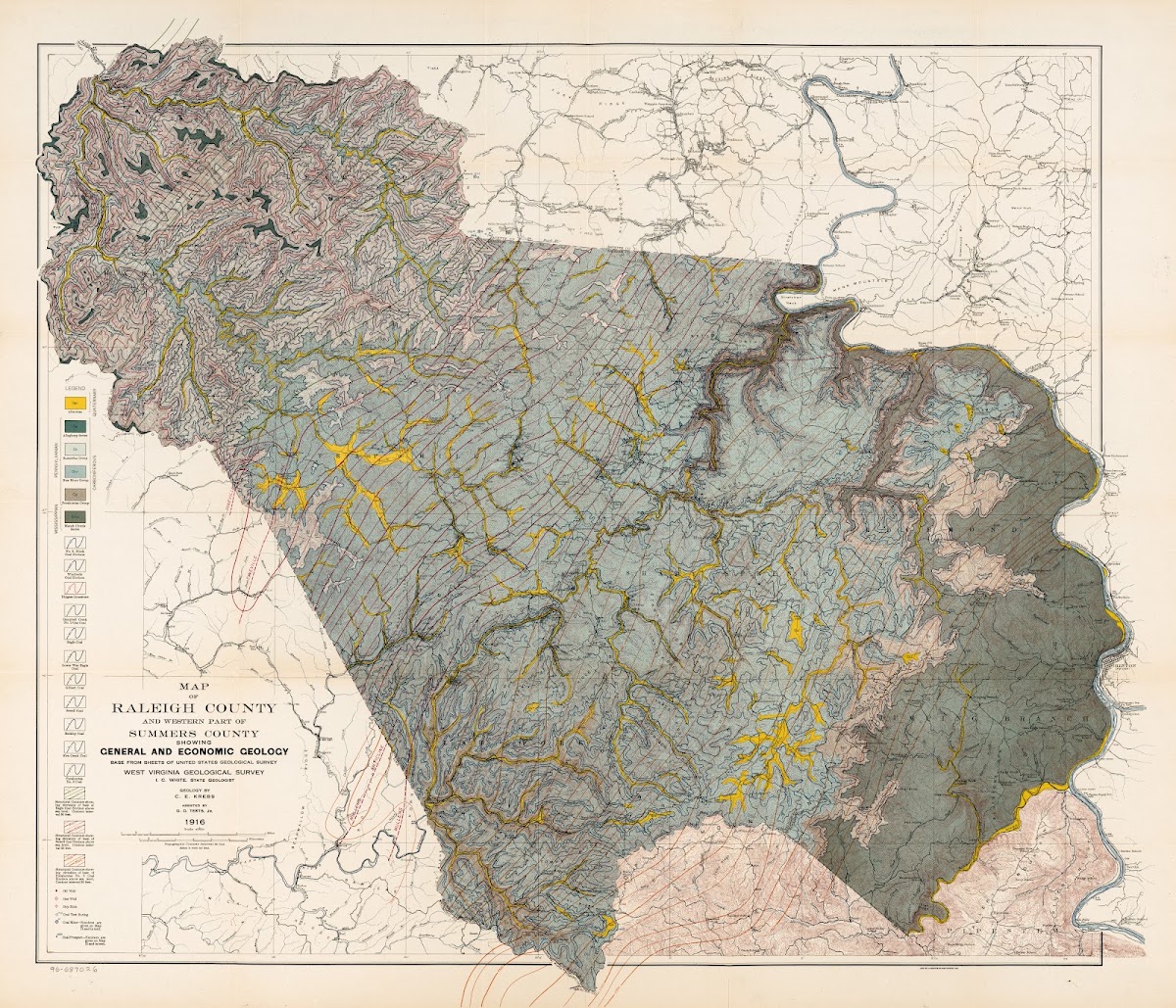 Map of Raleigh County and western part of Summers County showing general and eco