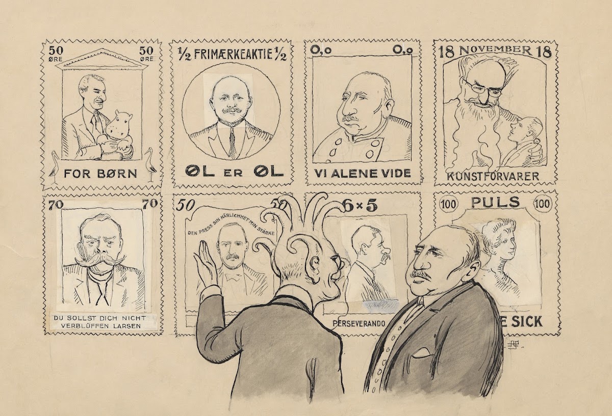 The octopus displays alternative stamps 1930