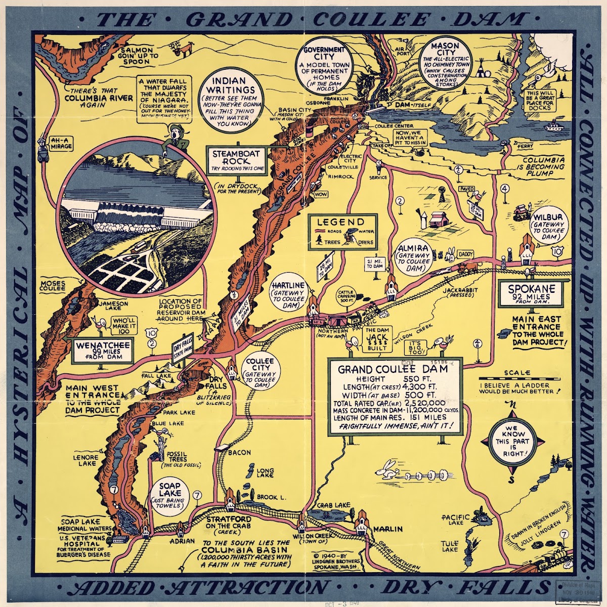 A hysterical map of the Grand Coulee Dam 1940