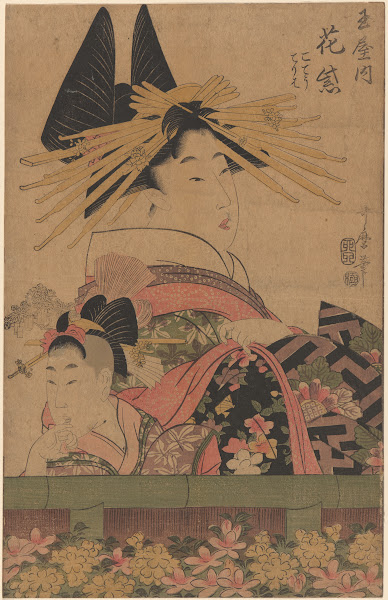 Portrait of Beauty Hanamurasaki at Tama ya late 18th century  ca 1806