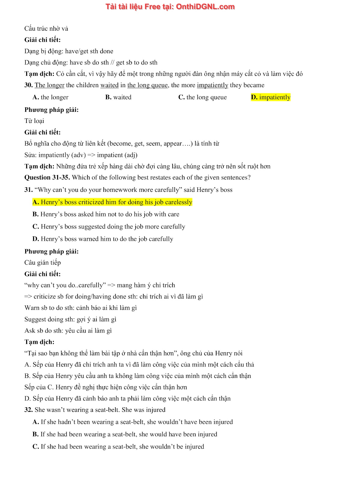 800 bài tập môn Tiếng Anh - Ôn thi ĐGNL ĐHQG TP HCM Phần 37