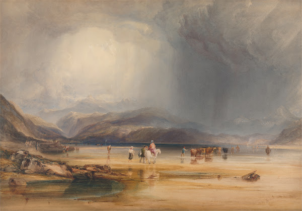 A View of Snowdon from the Sands of Traeth Mawr taken at the Ford Between Pont A