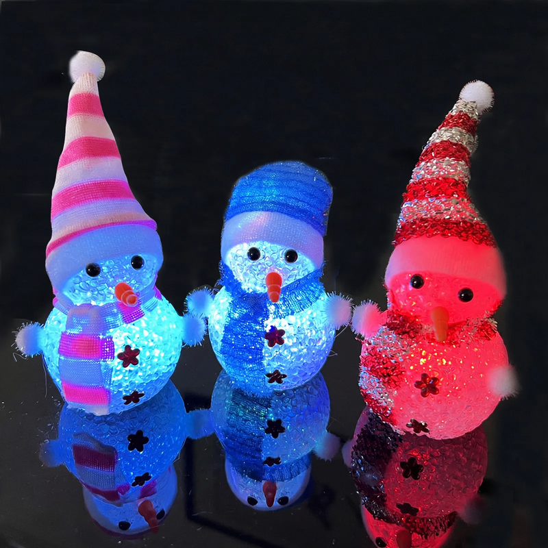 Glowing LED Snowman made of plastic