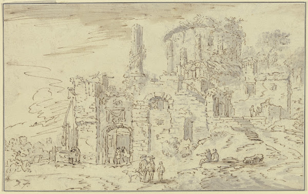 Ruinen von Tempelgebäuden in einer Landschaft