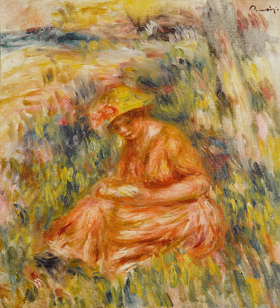Femme lisant dans un paysage 1917