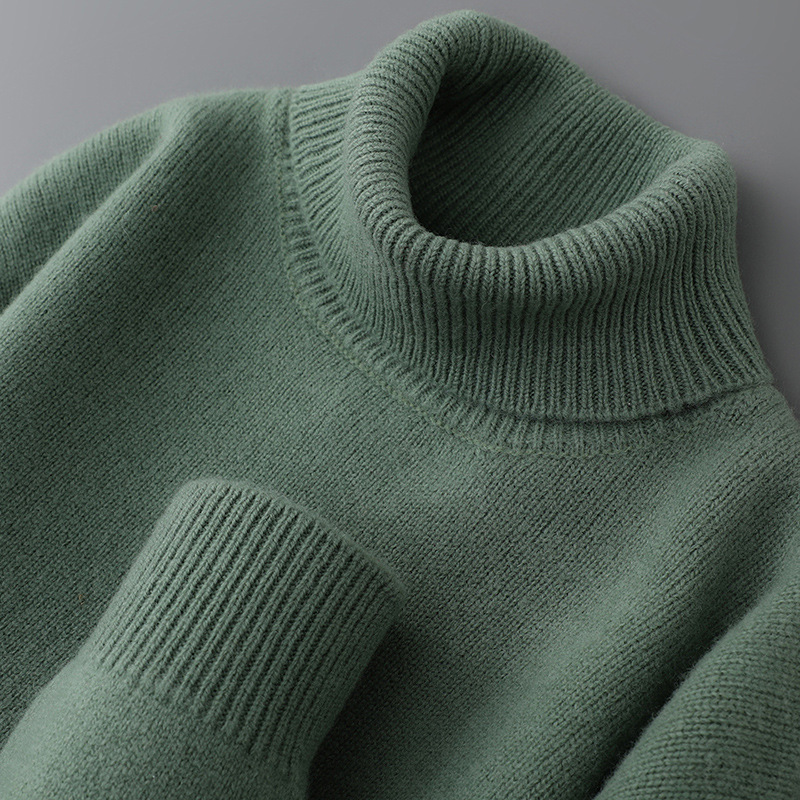 Men's Sweater with Stand-Up Collar made of 100% Wool