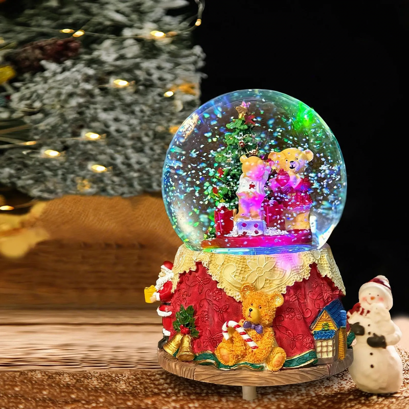 European Music Box with Glass Globe and Night Light