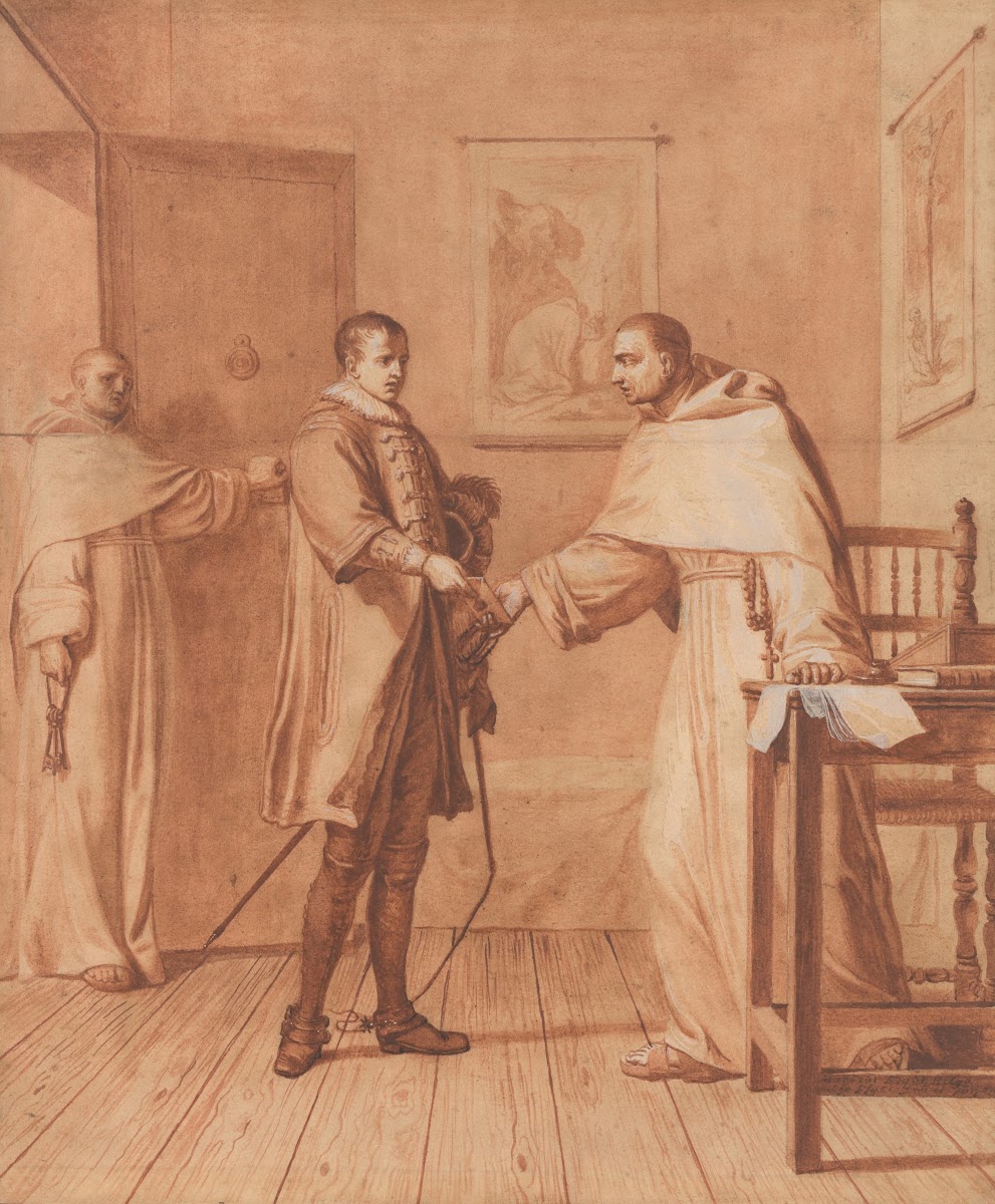 Fatally wounded King Henry III informs the Blessed Abbot of his condition and re