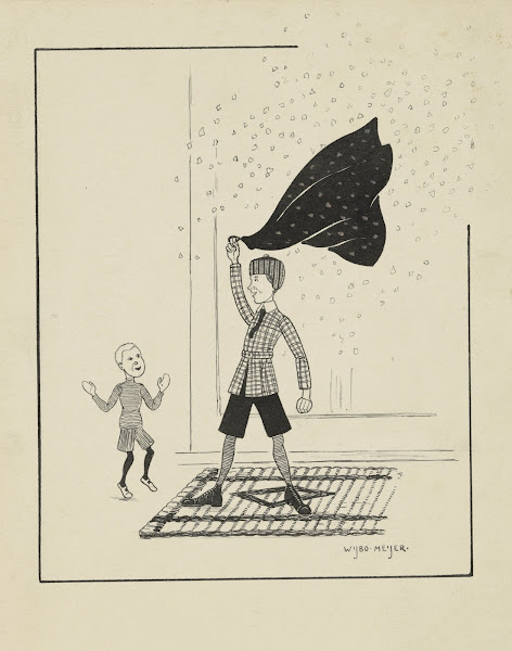 Jongen zwaait een cape in het rond 1913