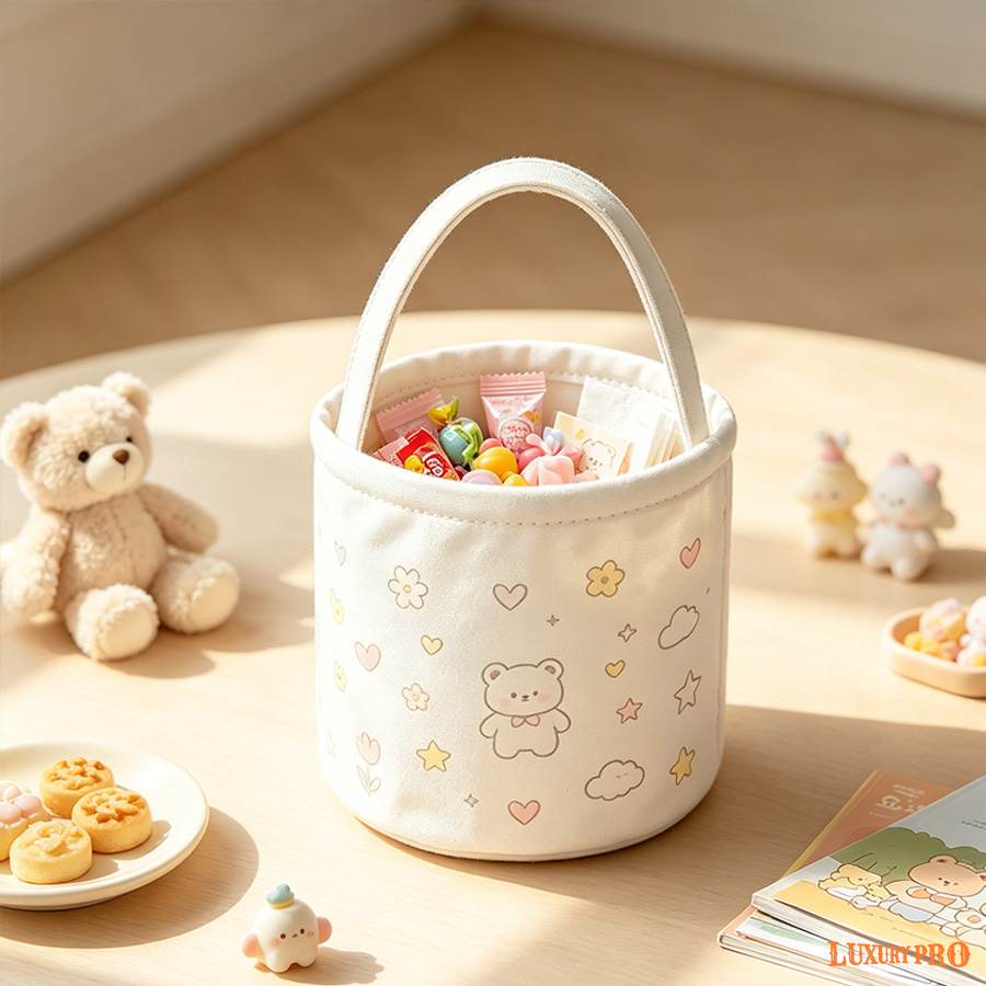 Halloween Color Block Handheld Basket‑Multicolor