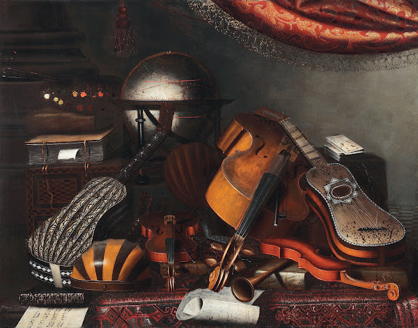 Still Life With Musical Instruments Books And Playing Cards