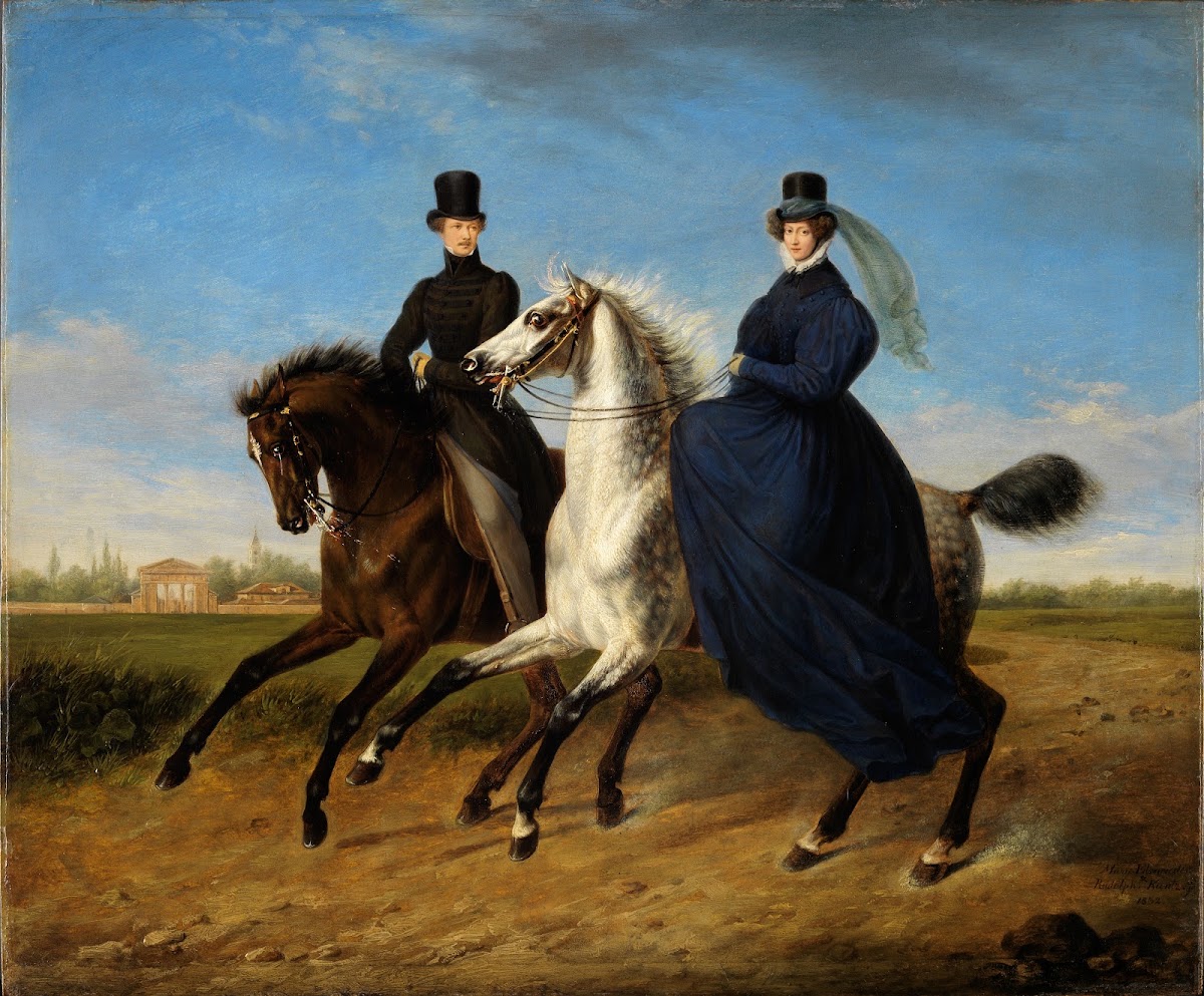 Portrait of General Krieg von Hochfelden and his wife on horseback 1832