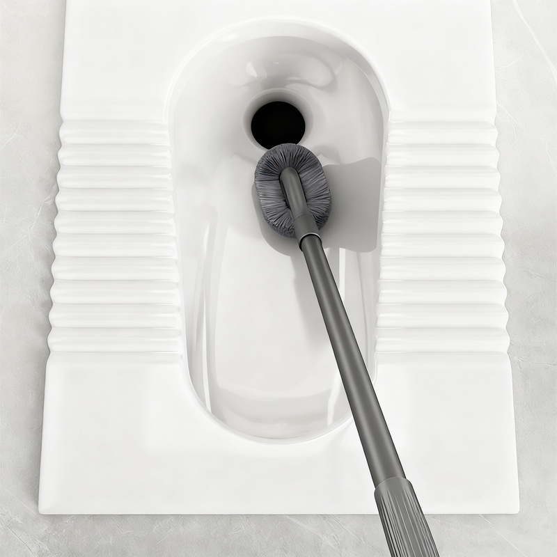 Toilet brush with long handle, extendable up to 115 cm
