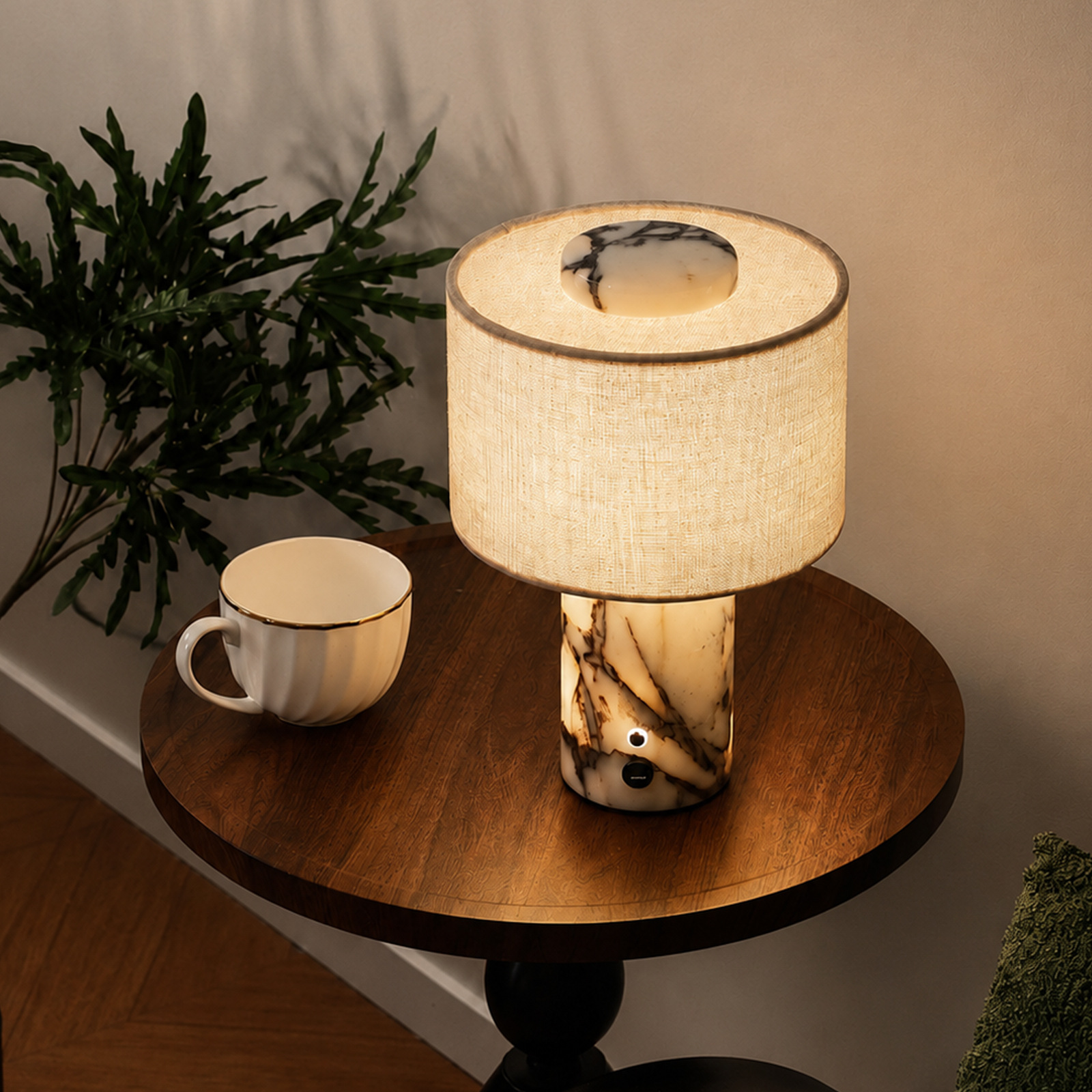 Marble table lamp model 1011, rechargeable or plug-in