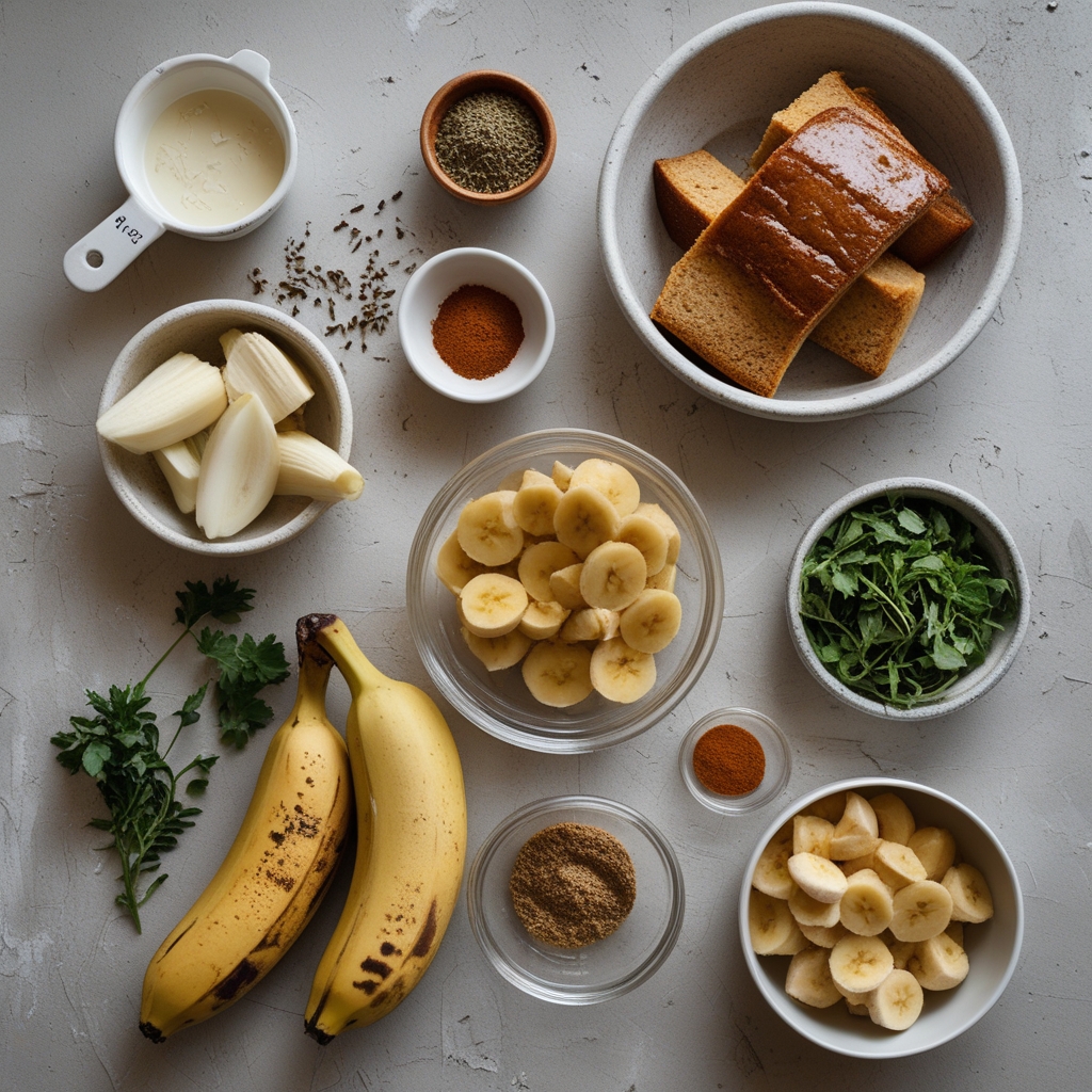 Ingredients for Make Delicious Sticky Banana Bread Pudding Cake - Easy Homemade Comfort Dessert