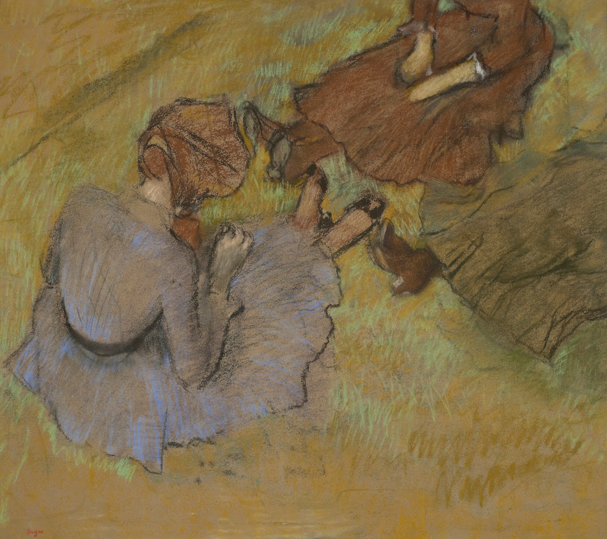 Femmes assises sur lherbe circa 1882