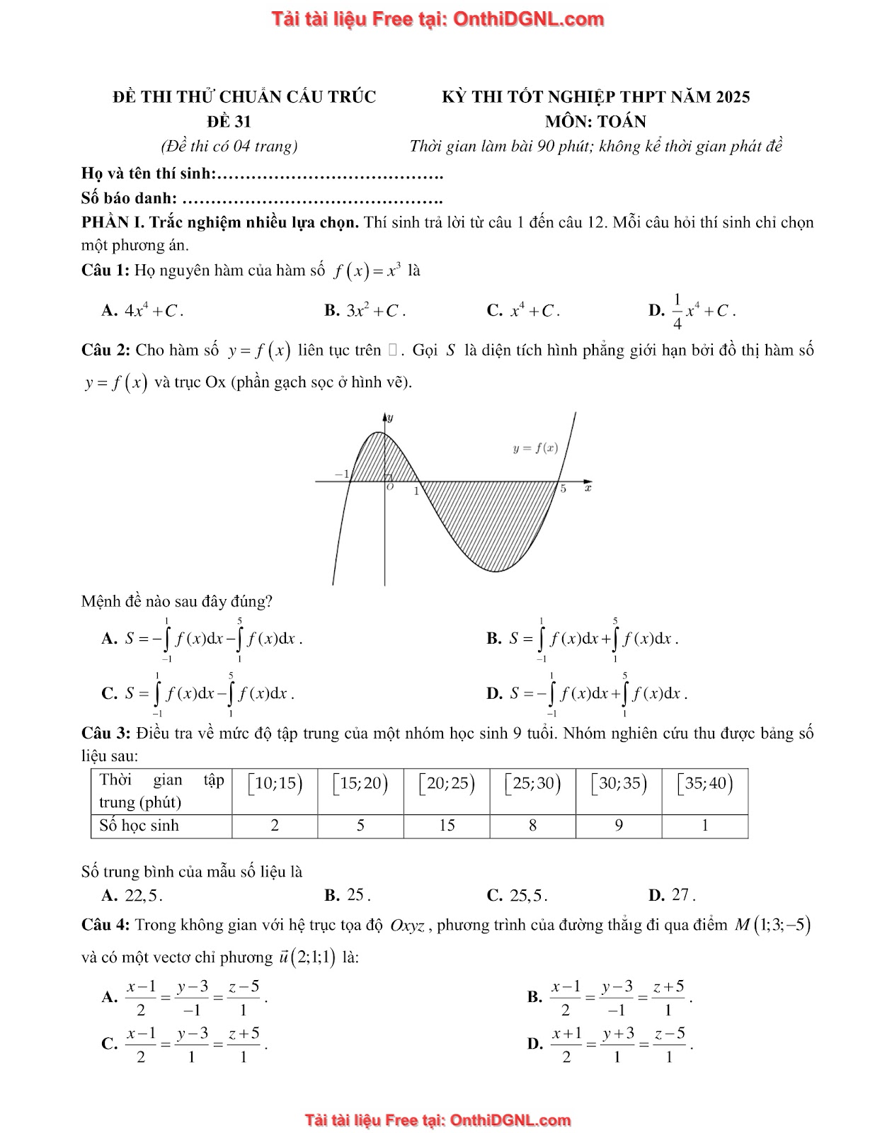 32 đề phát triển minh họa môn toán - có đáp án