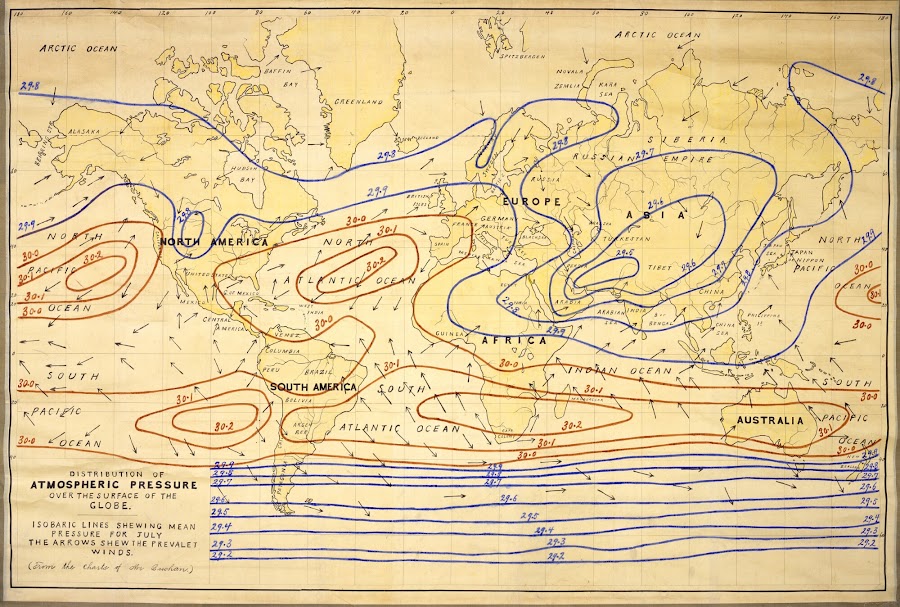 1XXX_Distribution of atmospheric pressure over the surface of the Globe