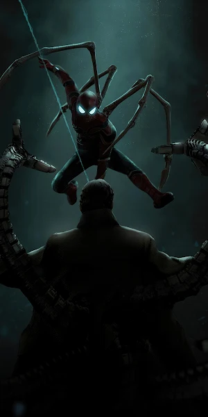 Spiderman, Doc Ock, No Way Home, Iron Spider 4K iPhone Wallpaper Background