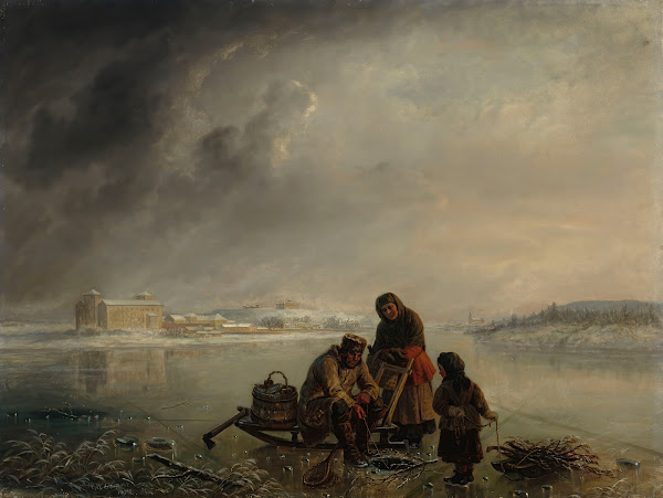 Winter Fishing In Front Of Turku 1872