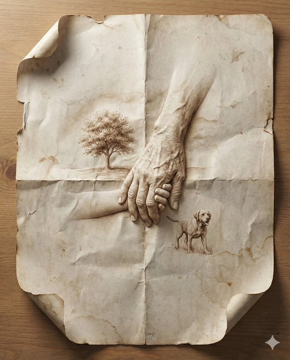 Diseño promocional ultrarrealista 8K: una imagen hiperrealista en primer plano de una hoja de papel envejecida doblada.
