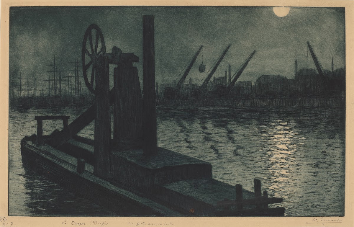 La Drague Dieppe A Dredger in Dieppe Harbor by Moonlight circa 1885