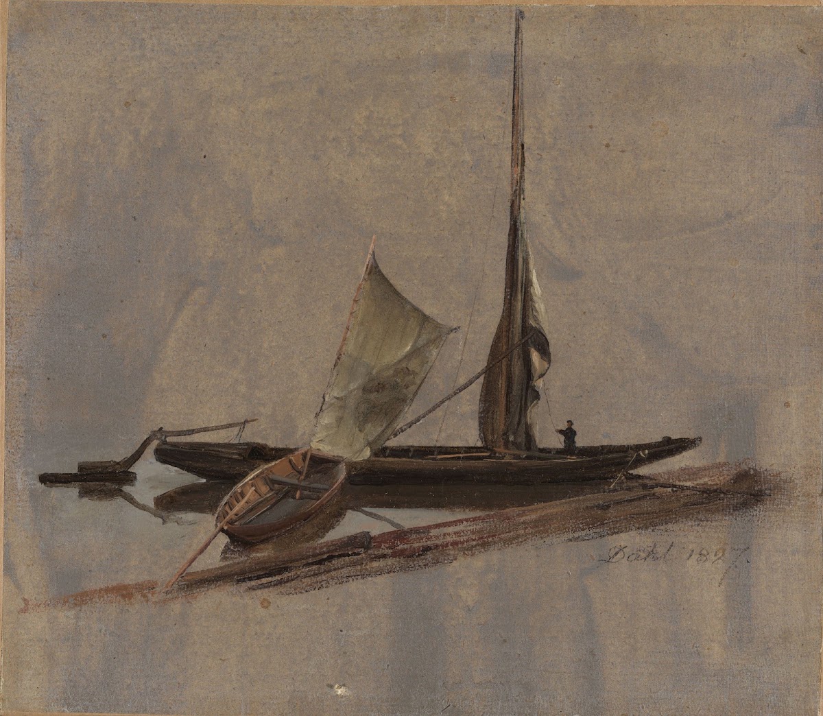 Two Sailing Boats at the Elbe 1827