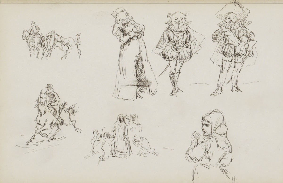 Studieblad onder andere met karikaturen 1880