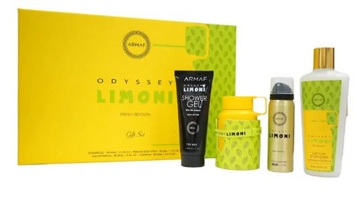 ESTUCHE ARMAF ODYSSEY LIMONI UNISEX 4PZS 100ML EDP + SPLASH + SPARY + CREMA