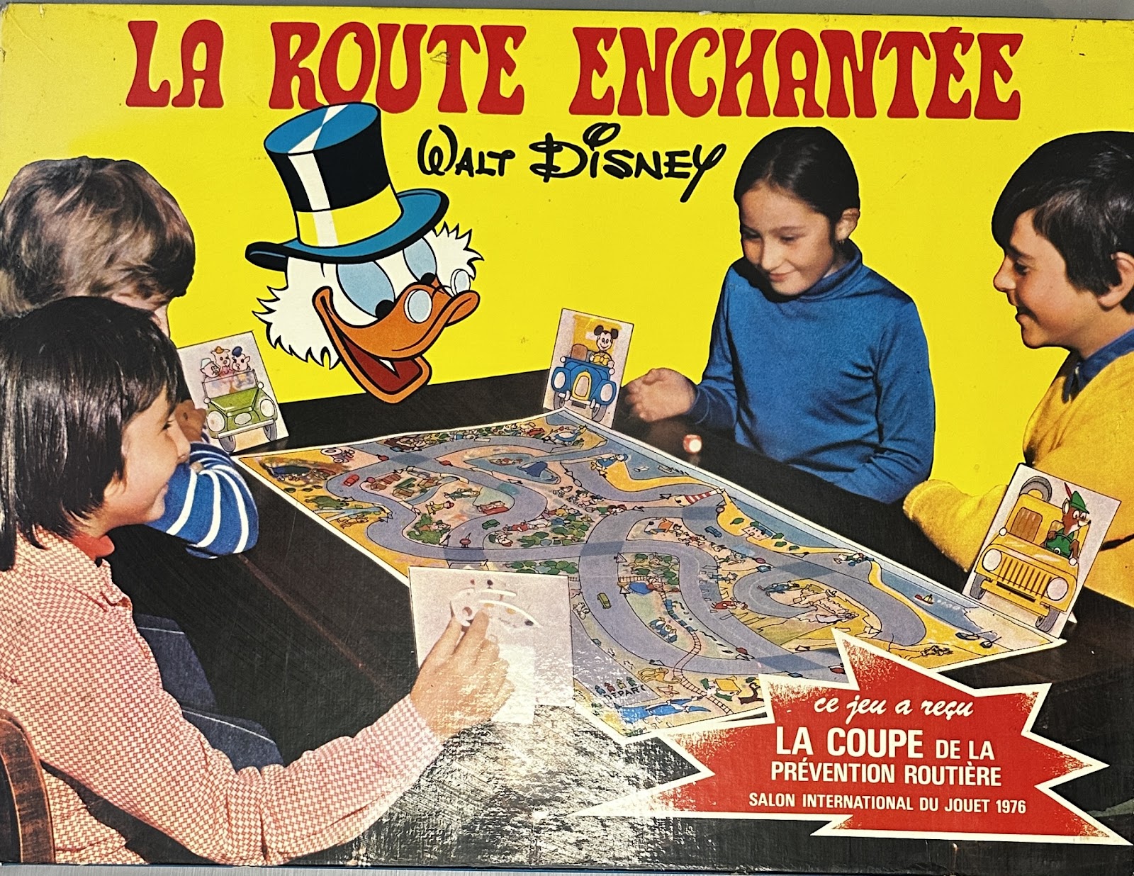 La Route Enchantee, a 1976 French-language Walt Disney road-safety board game featuring Uncle Scrooge, Mickey Mouse, the Three Little Pigs and Robin Hood