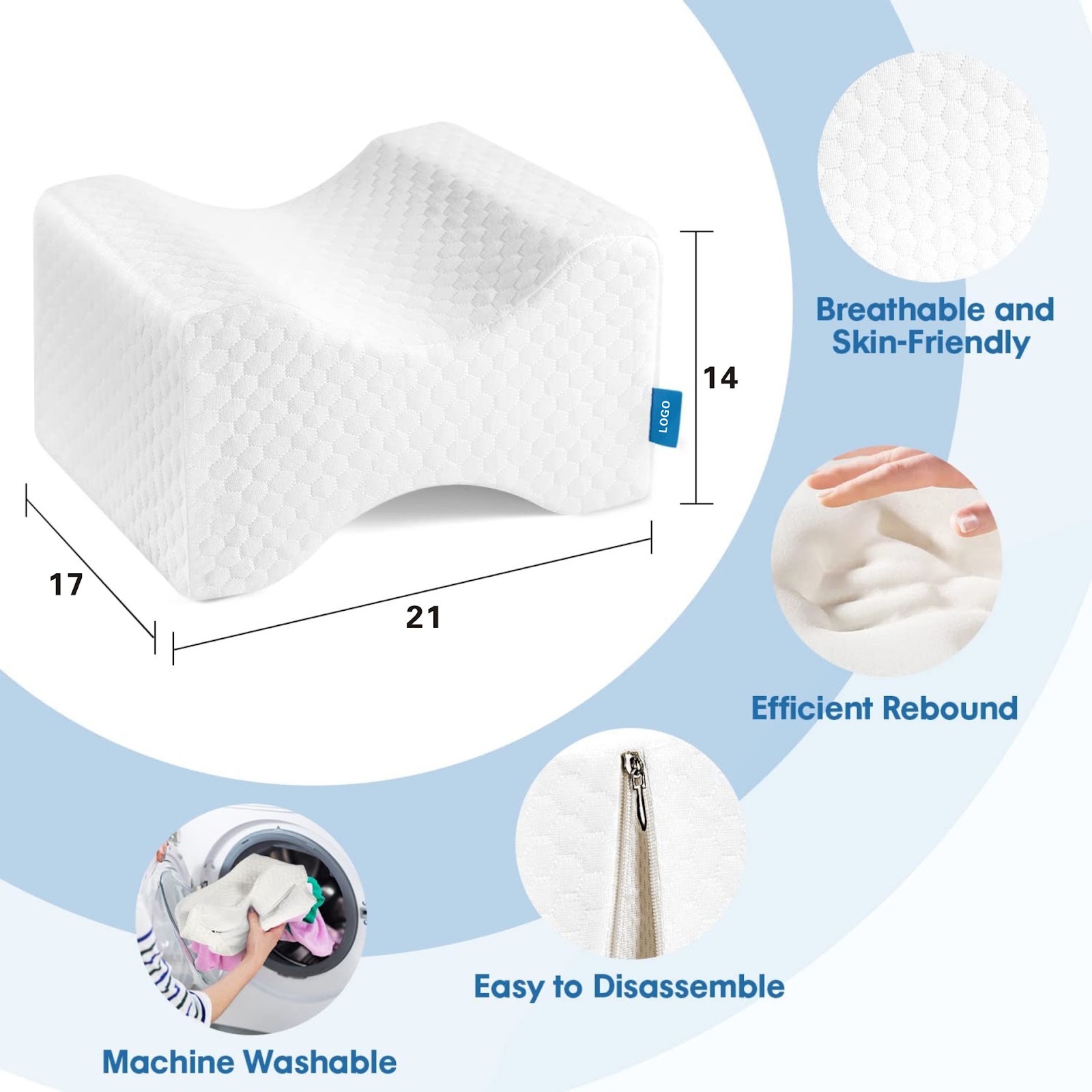 Footrest, Memory Foam, Semi-Cylindrical, 40 × 20 × 10 cm