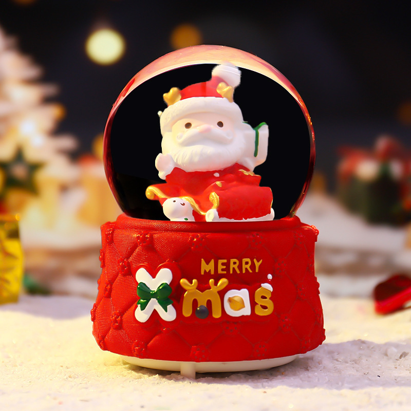 Weihnachts-Spieluhr mit Glaskugel und Schneeeffekt