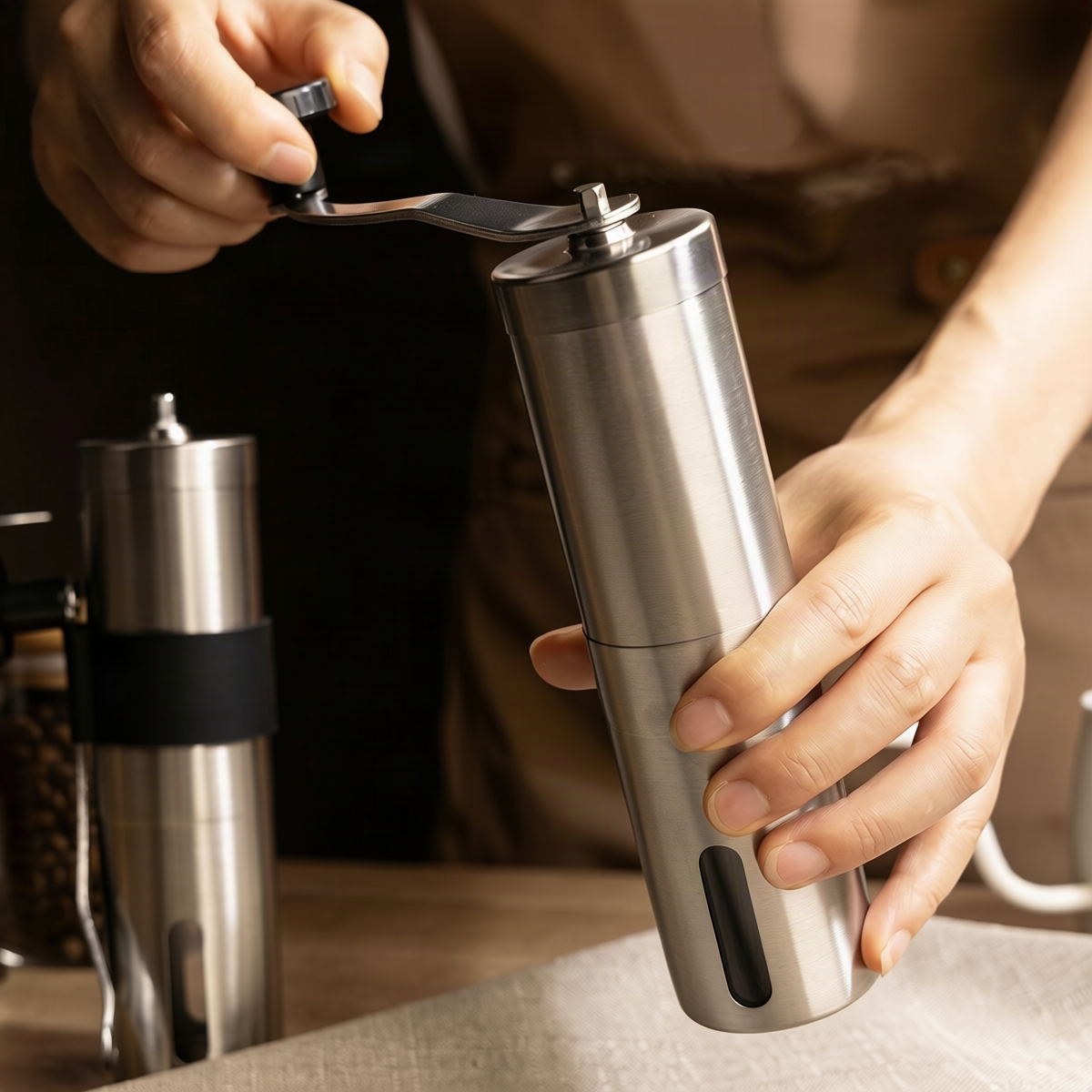 Handkaffeemühle aus Edelstahl