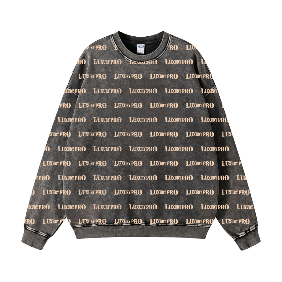AOP Washed Crew Neck Sweatshirt