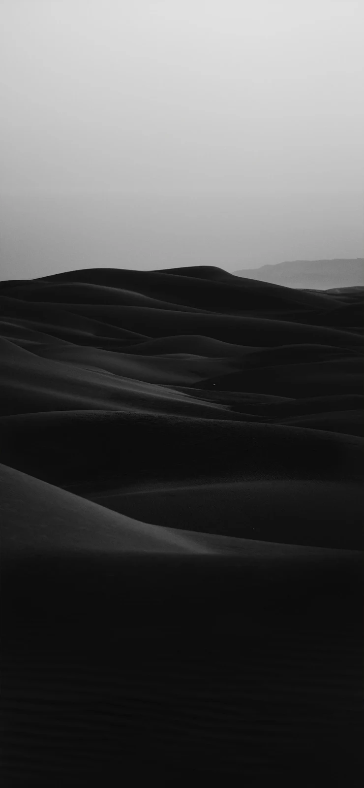 Dark Sand Dunes Under Fog - Landscape Photography Full HD iPhone Wallpaper (1284x2778)