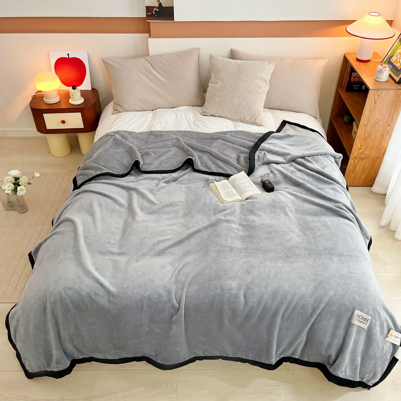Weiche Milchfaser-Fleece Wohndecke, einfarbig