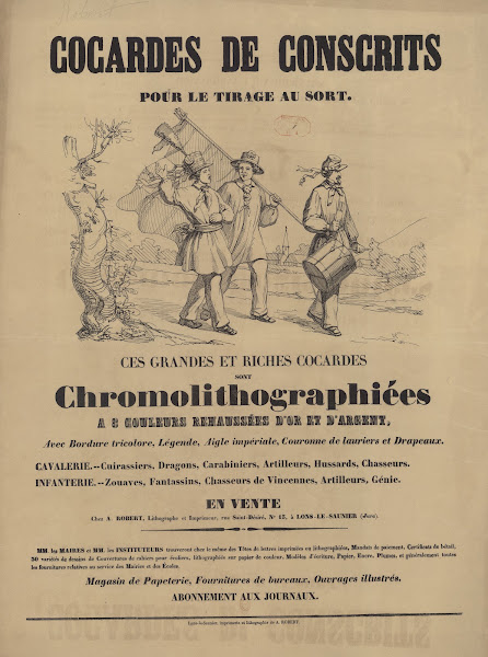 Cocardes de conscrits pour le tirage au sort 1854