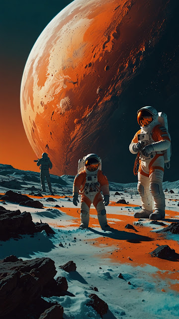 Astronaut Exploration on Red Planet Surface Art - Free mobile Wallpaper