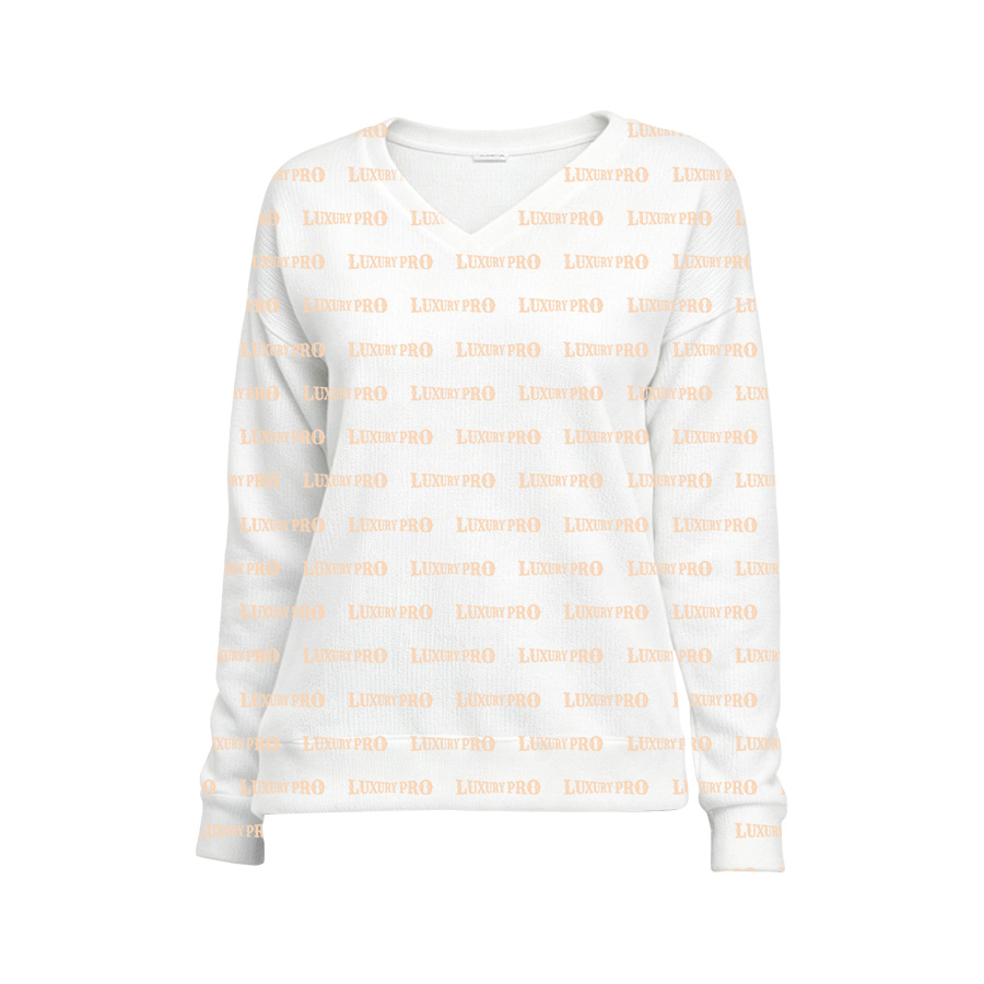 AOP V Neck Knit Like Sweater